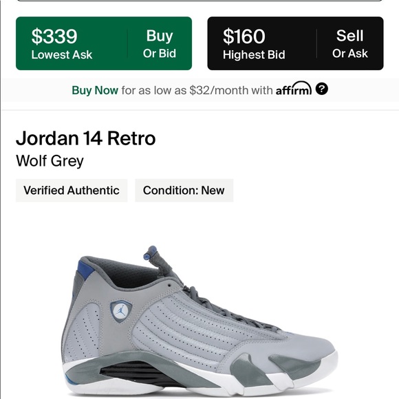 Jordan 14 Retro “Wolf Grey” men’s size 11 - Picture 7 of 7